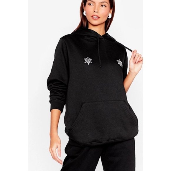 NASTY GAL Snowflake Bust Graphic Hoodie - Picture 2 of 4